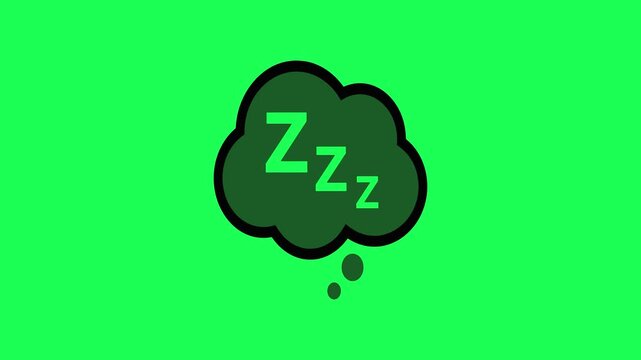 Sleeping thought bubble illustration on vibrant green background