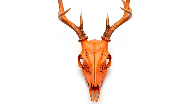 Orange deer skull with antlers