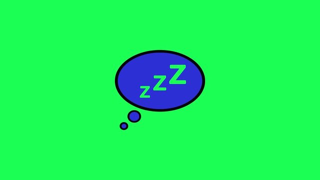 Sleeping icon illustration dream bubble zzz on green background