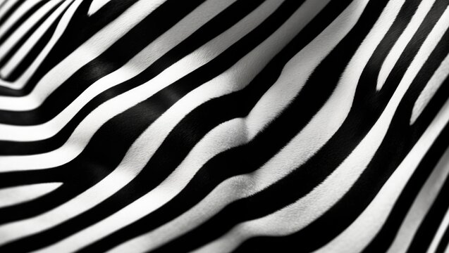 Zebra Stripes Closeup in Black and White Textured Pattern