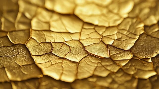 黄金色の箔に浮かぶ精緻なひび割れ