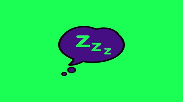 Cartoon sleep bubble with zzz on bright green background