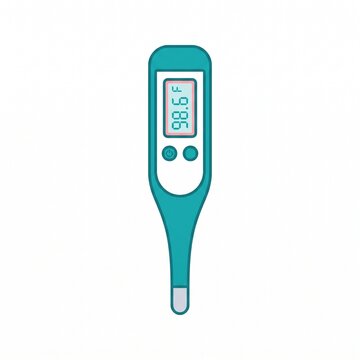 Digital Thermometer Icon - Flat Vector Medical Device Illustration