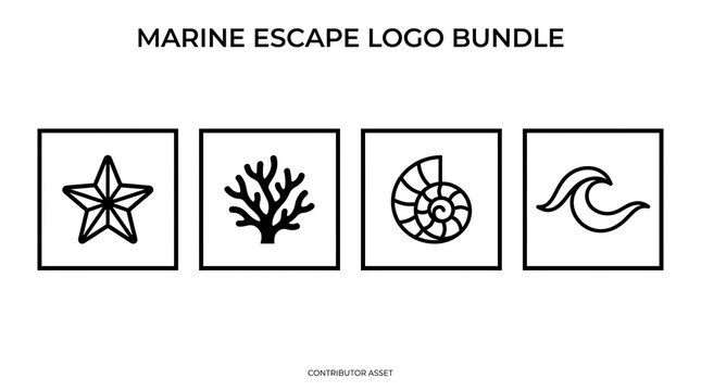 Marine escape logo bundle with ocean life icons.