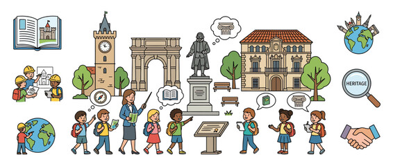 Fototapeta premium Children Learning Heritage Sites