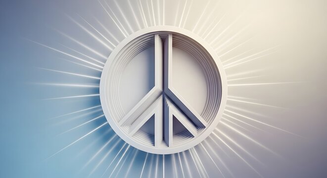 Abstract peace symbol radiating light