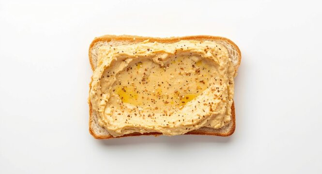 Toast Spread with Hummus Drizzled with Olive Oil and Seasoned