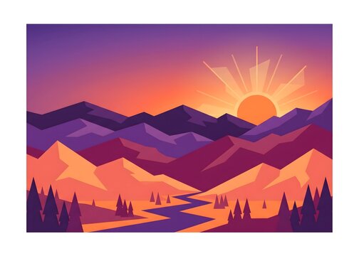 sunset in mountains