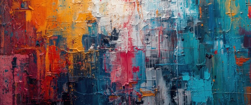 Abstract Colorful Textured Painting in Vibrant Hues