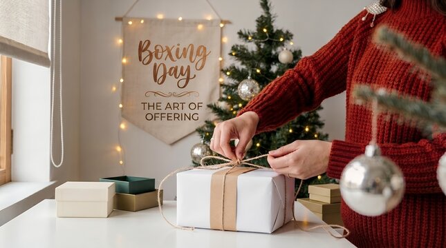 Festive Boxing Day Tradition The Art of Offering Gift Wrapping Scene