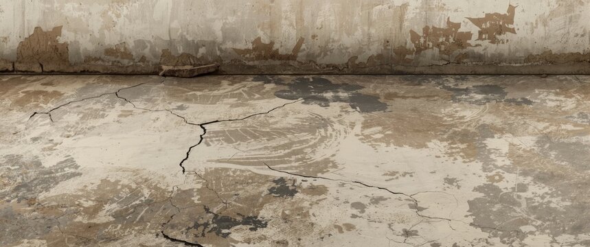 Cracked Concrete Floor Texture with Peeling Paint in Neutral Tones