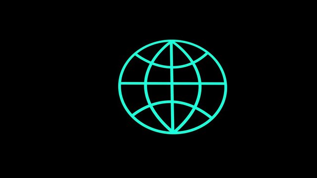 Animated Spinning Globe Icon, Global Connectivity and Worldwide Network Symbol, 4K Motion Graphics