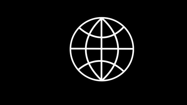 Animated Spinning Globe Icon, Global Connectivity and Worldwide Network Symbol, 4K Motion Graphics