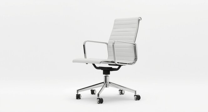Modern White Office Chair on Wheels in Minimalistic Style