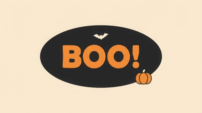 This delightful halloween image showcases a spooky 'boo ' message with a charming pumpkin and a playful flying bird
