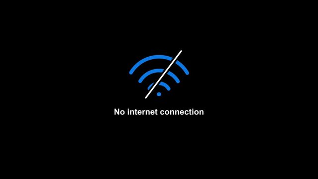 No Internet Connection Error Animation, Retry Button and Offline Network Icon, 4K Motion Graphics