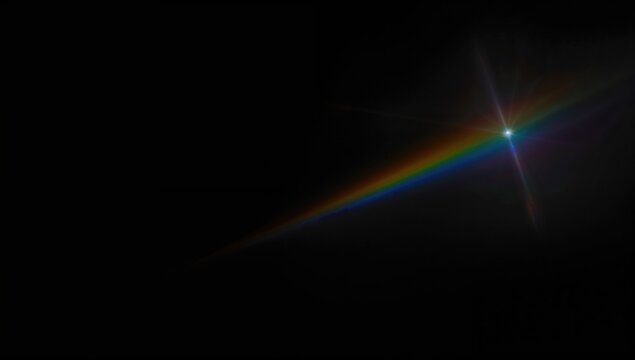 Colorful Light Spectrum Beam on Dark Background with Starburst Effect