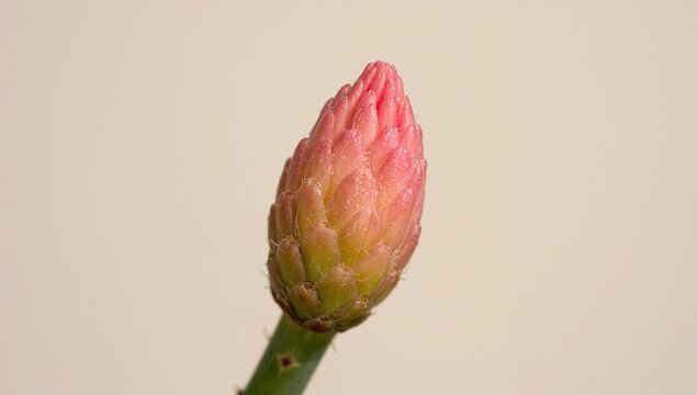 Pink Flower Bud Isolated on White in Closeup View