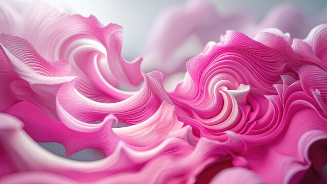 Colorful Abstract Waves in Pink with Curved Patterns and Soft Gradients