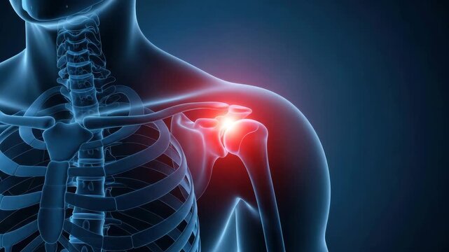 3d illustration of human shoulder joint pain and inflammation