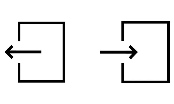 Exit and Entry Door Arrow Icons for Navigation and Direction