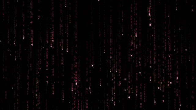 Pink Digital Code Falling Vertically in Matrix Style Animation on Black Background