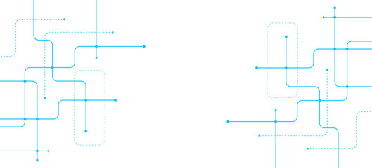 Abstract technology background with blue connecting lines and dots representing network communication, data flow, and digital connectivity © PRODIP