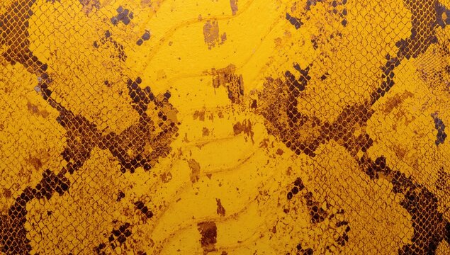 Yellow Python Skin Texture in Closeup Displaying Natural Patterns