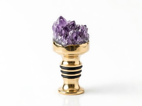 Silver vape mod with purple crystal on top isolated on white background