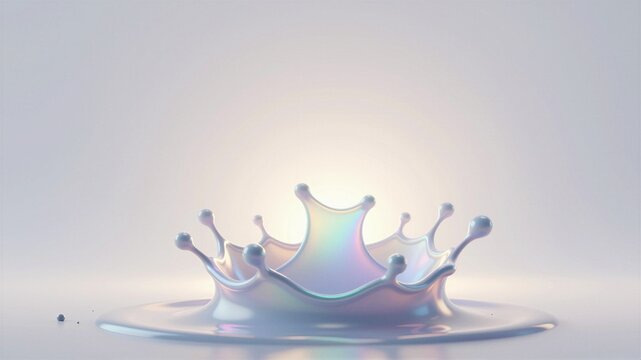 Iridescent Ink Drop Splash Form 3D Render Illustration