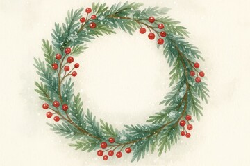 Fototapeta premium Festive watercolor wreath design