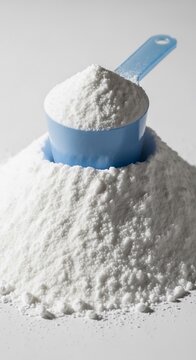粉末洗剤と青い計量スプーン