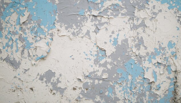 Peeling Paint Texture in Blue and Gray on a Wall