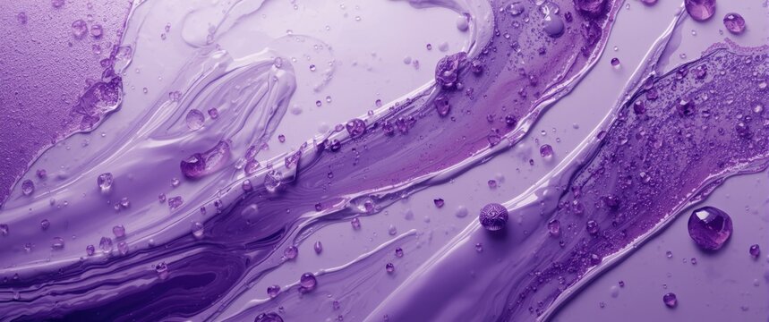 Purple Liquid Flow with Bubbles on Smooth Surface