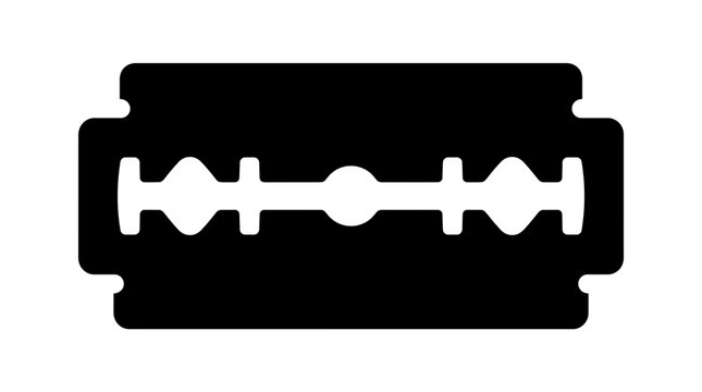A single razor blade silhouette against a white background