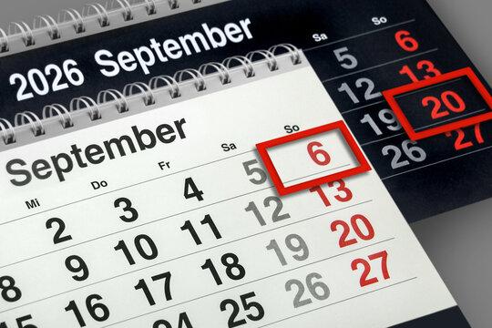 Deutscher Kalender Sonntag  6. und 20. September 2026 Landtagswahlen