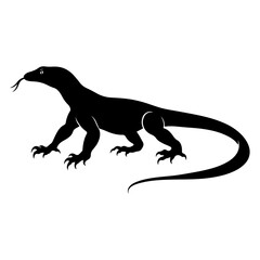 Obraz premium Monitor lizard silhouette against a black background reptile outline