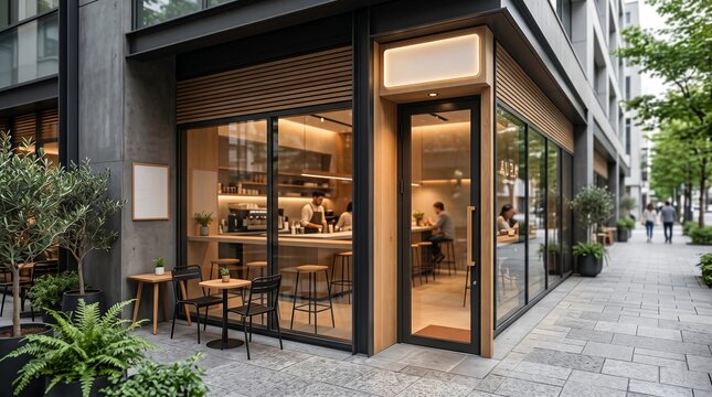 Mockup facade logo brand matcha shop tamplate