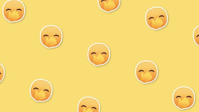A Playful Collection of Cute Smiling Emoticons in Many Small Round Shapes Covering a Bright Yellow Background with a Cheerful and Fun Vibe