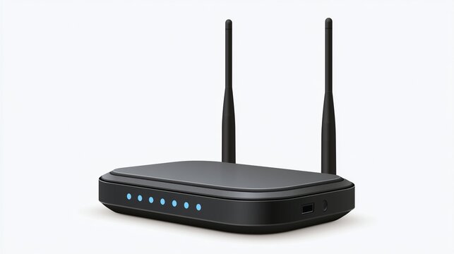 Modern Wifi Router with Antennas and Led Lights Isolated