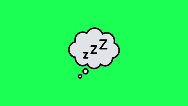 Sleeping thought bubble cartoon illustration on green background