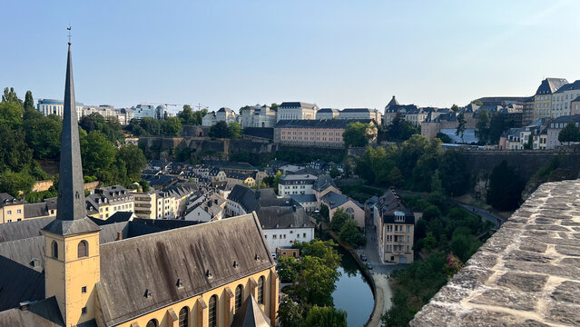 Luxembourg City Old Town Grund Cliff Fortress Walls Panorama View
