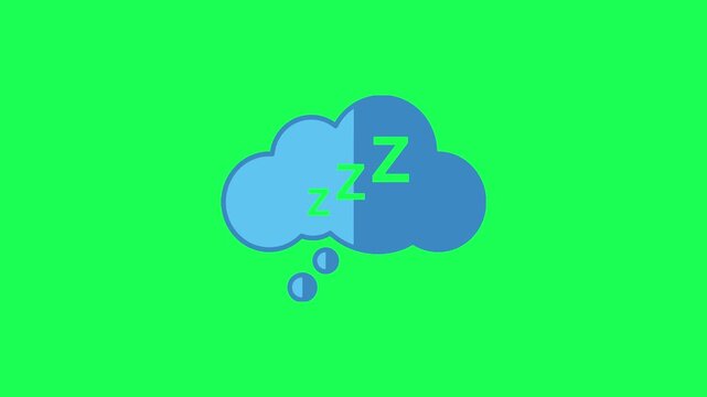 Dreaming cloud with sleep symbols on bright green background