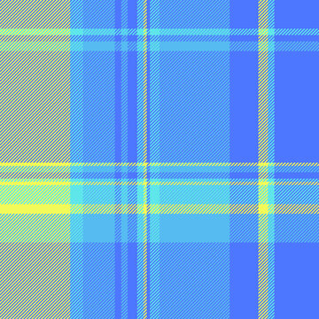 A refined tartan plaid repeat with interlaced check lines and a woven fabric surface. Blue and cyan tones bring classic fabric heritage to a seamless fabric design for wrapping papers.