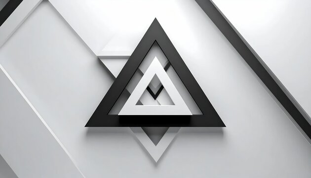 3D monochrome layered geometric triangles abstract background.