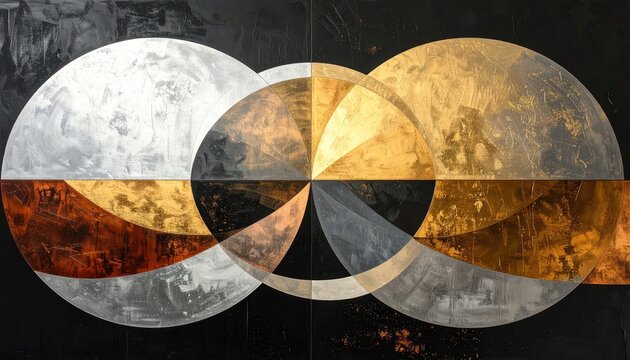 Abstract intersecting circles in earthy sepia tones