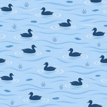 seamless pattern with ducks on the lake
