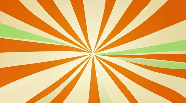 Vibrant retro sunburst background with orange and cream radial stripes