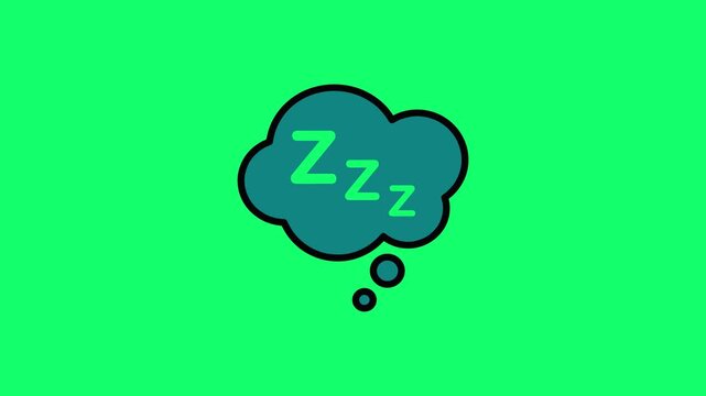 Cartoon sleep bubble illustration on bright green background