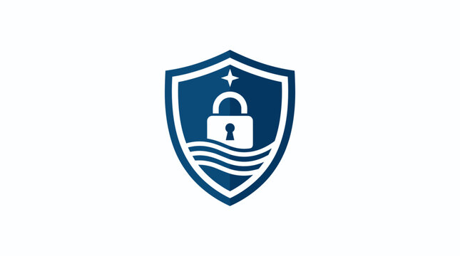 Shield padlock wave logo vector icon security symbol for brand and business design